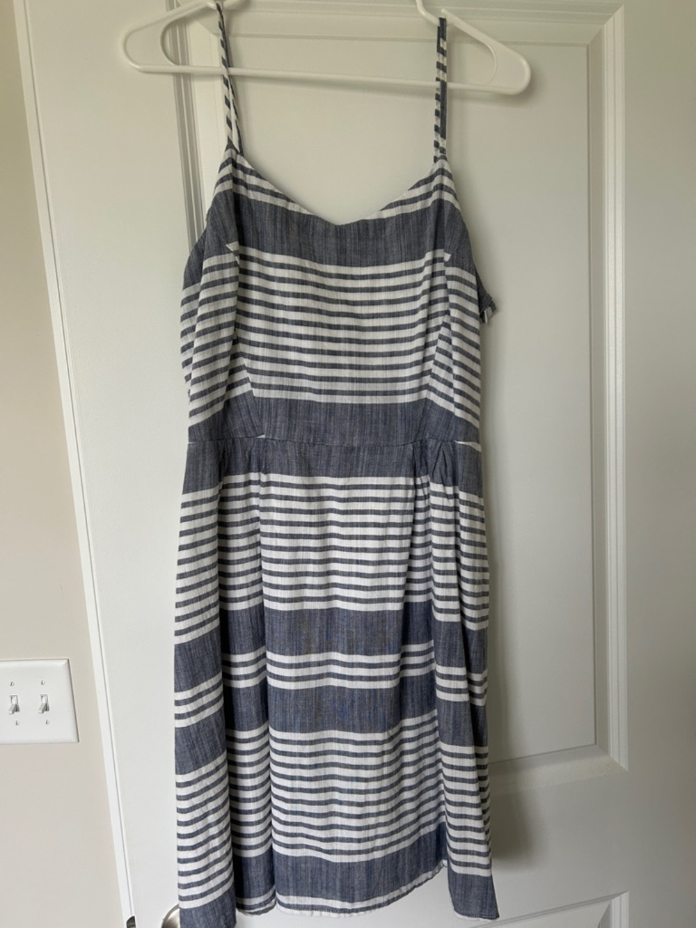 Old Navy Navy and White Striped Spaghetti Strap Midi Dress